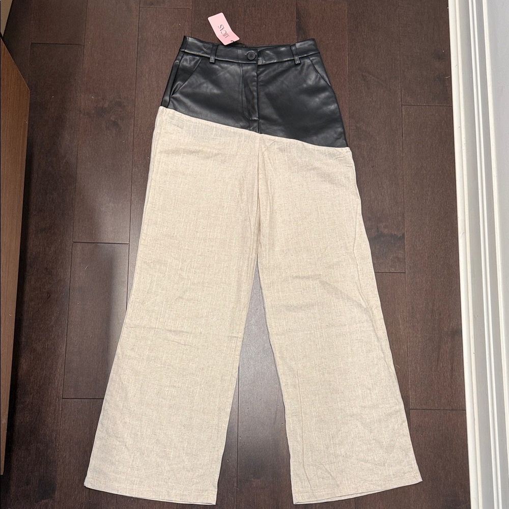 Two-Tone Black and Cream Women's Pants